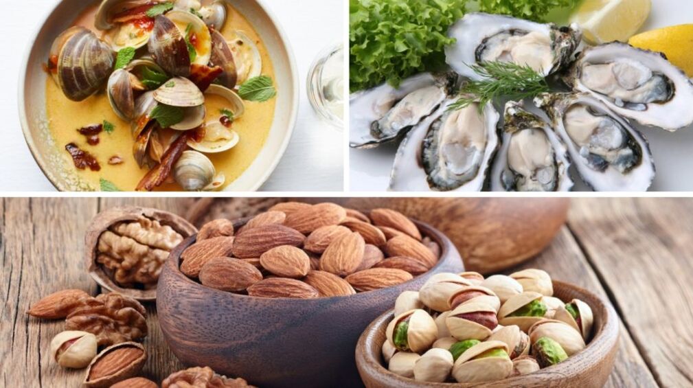 Seafood and nuts help increase testosterone in a man's body